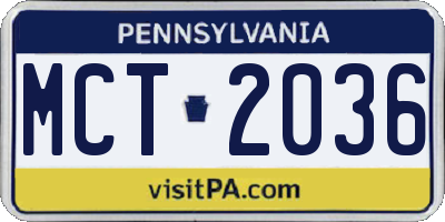 PA license plate MCT2036