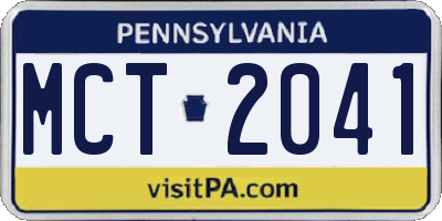 PA license plate MCT2041
