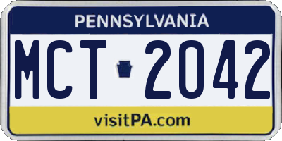 PA license plate MCT2042