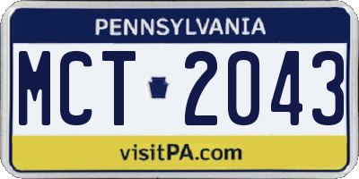 PA license plate MCT2043