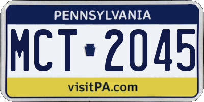 PA license plate MCT2045