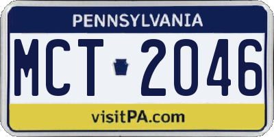 PA license plate MCT2046