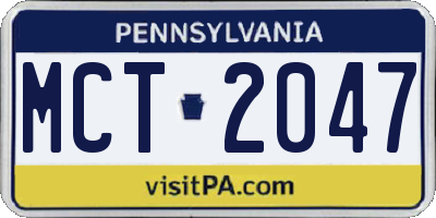 PA license plate MCT2047