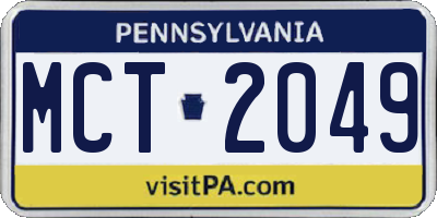 PA license plate MCT2049