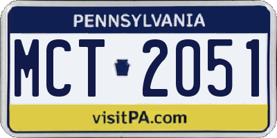 PA license plate MCT2051