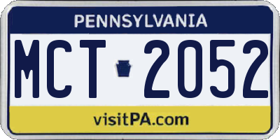 PA license plate MCT2052