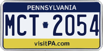 PA license plate MCT2054