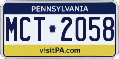 PA license plate MCT2058