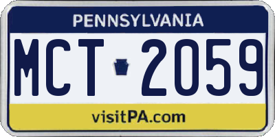 PA license plate MCT2059