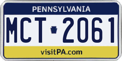 PA license plate MCT2061