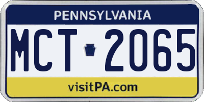 PA license plate MCT2065