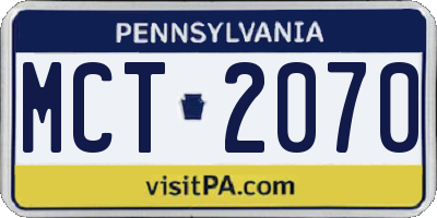 PA license plate MCT2070
