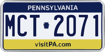 PA license plate MCT2071