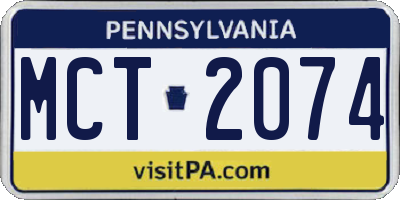 PA license plate MCT2074