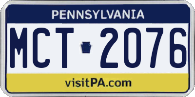 PA license plate MCT2076