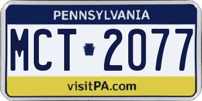 PA license plate MCT2077