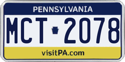 PA license plate MCT2078