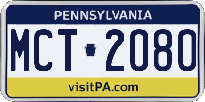 PA license plate MCT2080