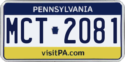PA license plate MCT2081