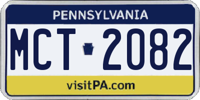 PA license plate MCT2082