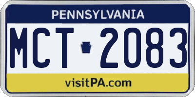PA license plate MCT2083
