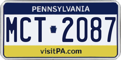 PA license plate MCT2087