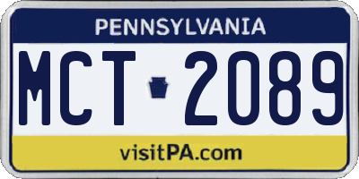 PA license plate MCT2089