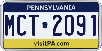 PA license plate MCT2091