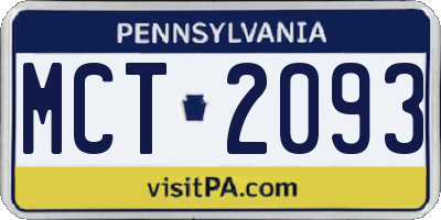 PA license plate MCT2093