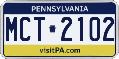PA license plate MCT2102