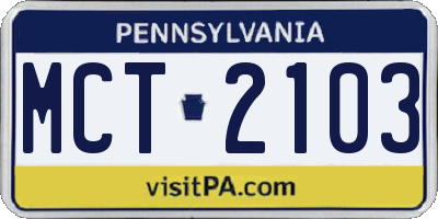 PA license plate MCT2103
