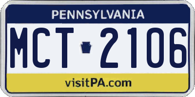 PA license plate MCT2106