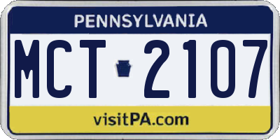 PA license plate MCT2107