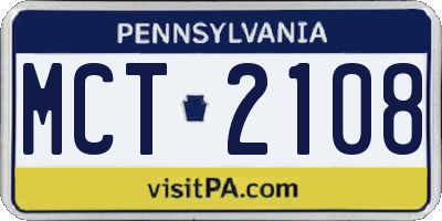 PA license plate MCT2108