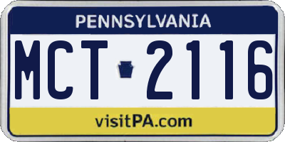 PA license plate MCT2116