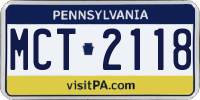 PA license plate MCT2118