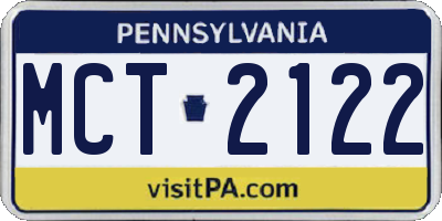 PA license plate MCT2122