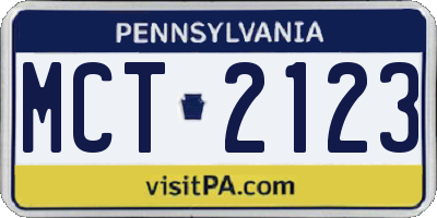 PA license plate MCT2123