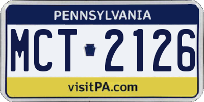 PA license plate MCT2126
