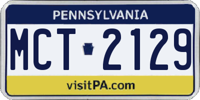 PA license plate MCT2129