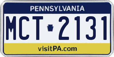 PA license plate MCT2131