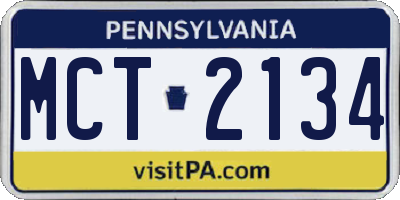 PA license plate MCT2134