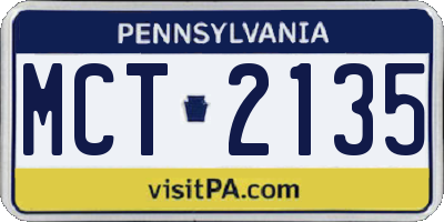 PA license plate MCT2135