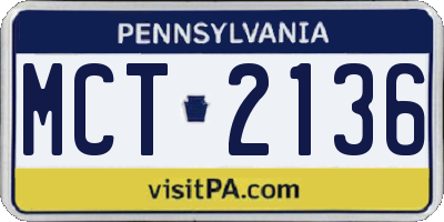 PA license plate MCT2136
