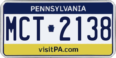 PA license plate MCT2138