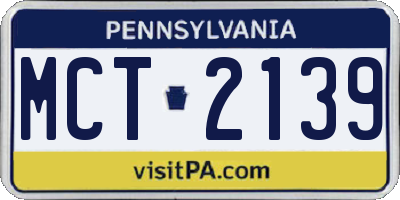 PA license plate MCT2139