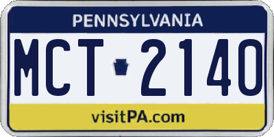 PA license plate MCT2140