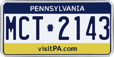 PA license plate MCT2143