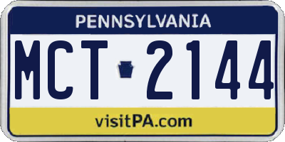 PA license plate MCT2144