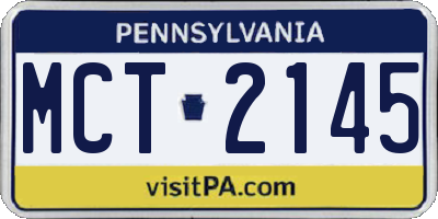 PA license plate MCT2145